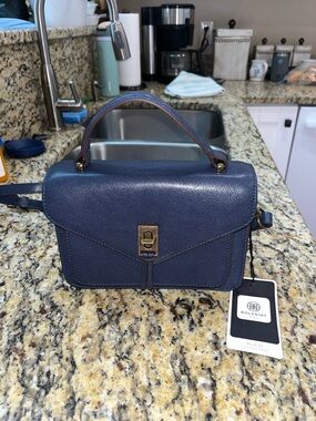 NWT Authentic Bolvaint Paris Neuilly Handbag/Crossbody in Prussian Blue Leather.